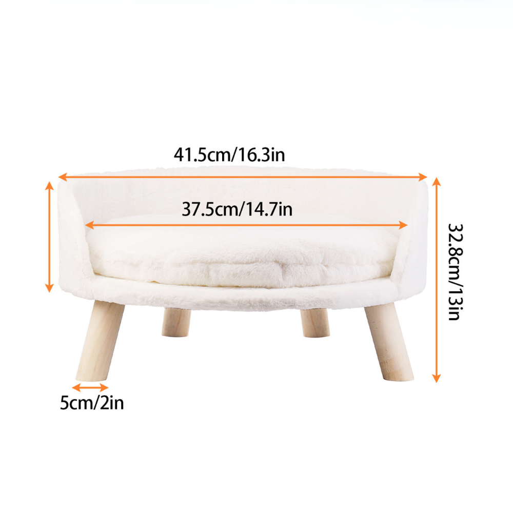 Pet Sofa Bed Raised Cat Chair with Removable Cushion